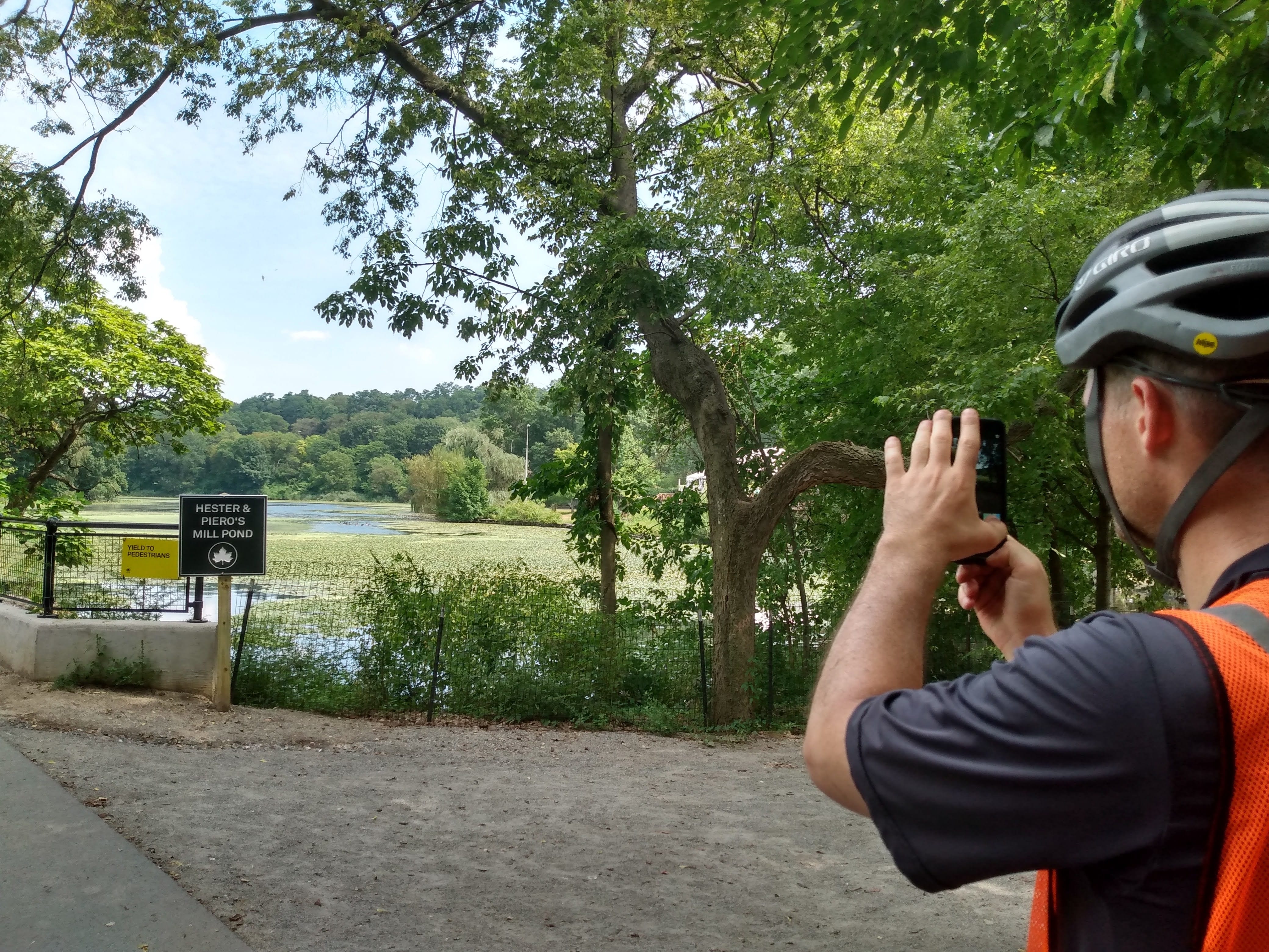 A lake by the trail head for the Empire State Trail