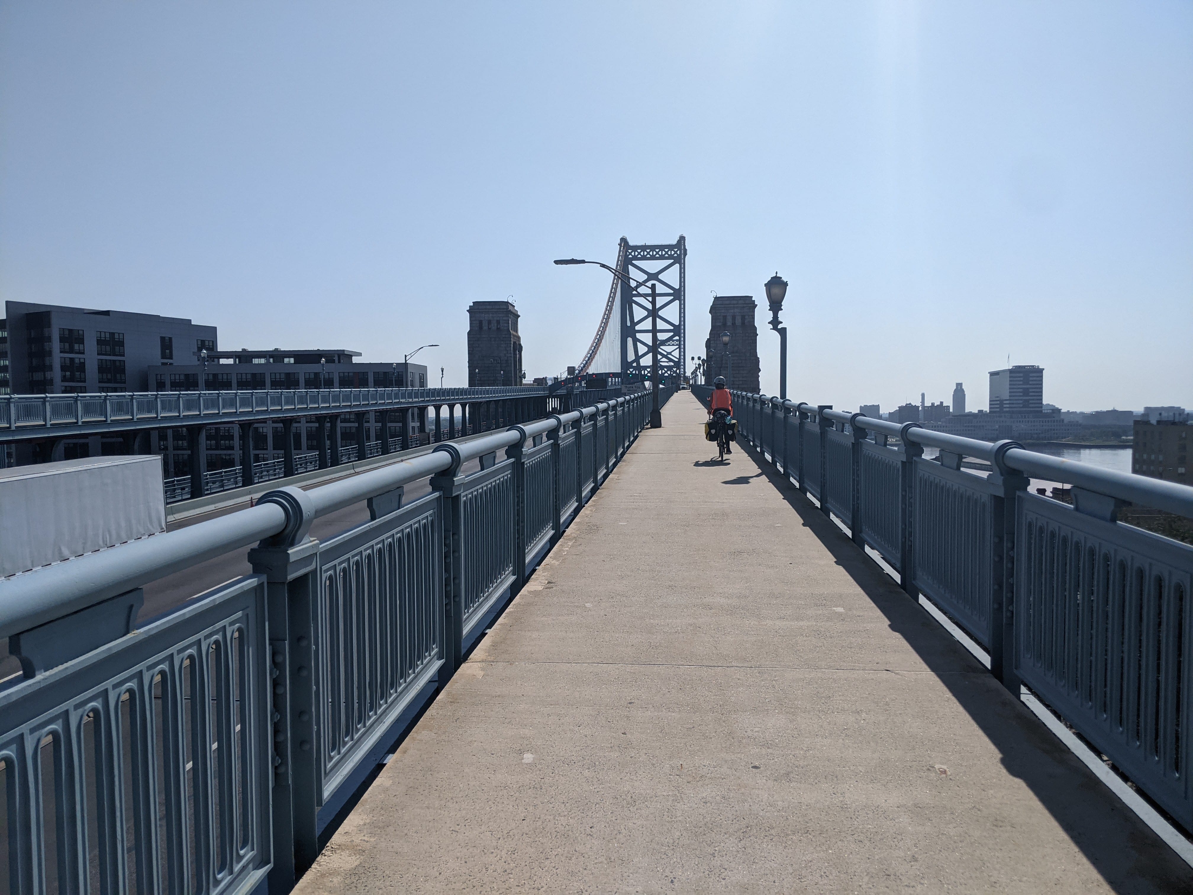 The Benjamin Franklin Bridge provided a safe path over the Delaware River.