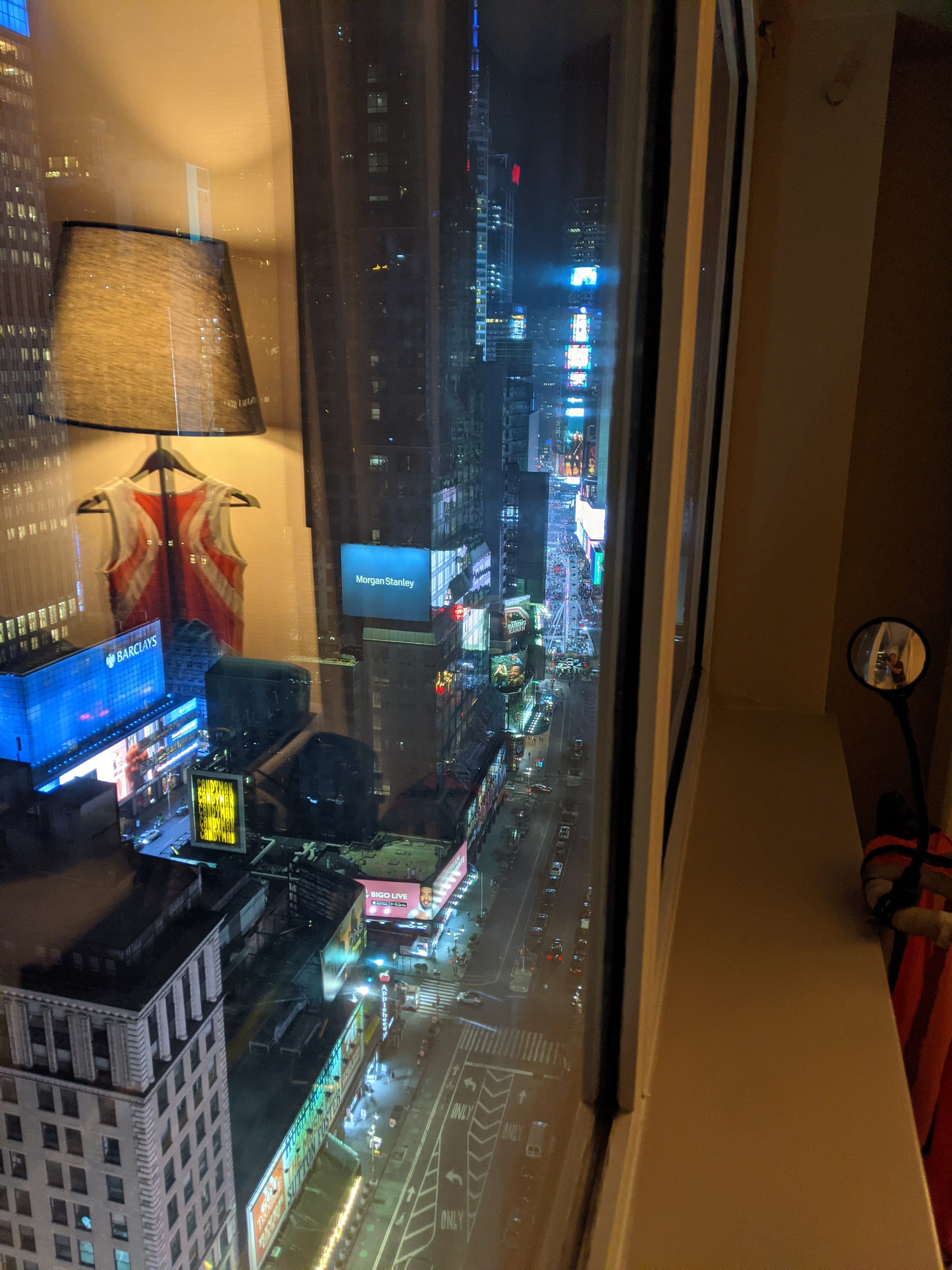 A view of Times Square from our hotel in NYC