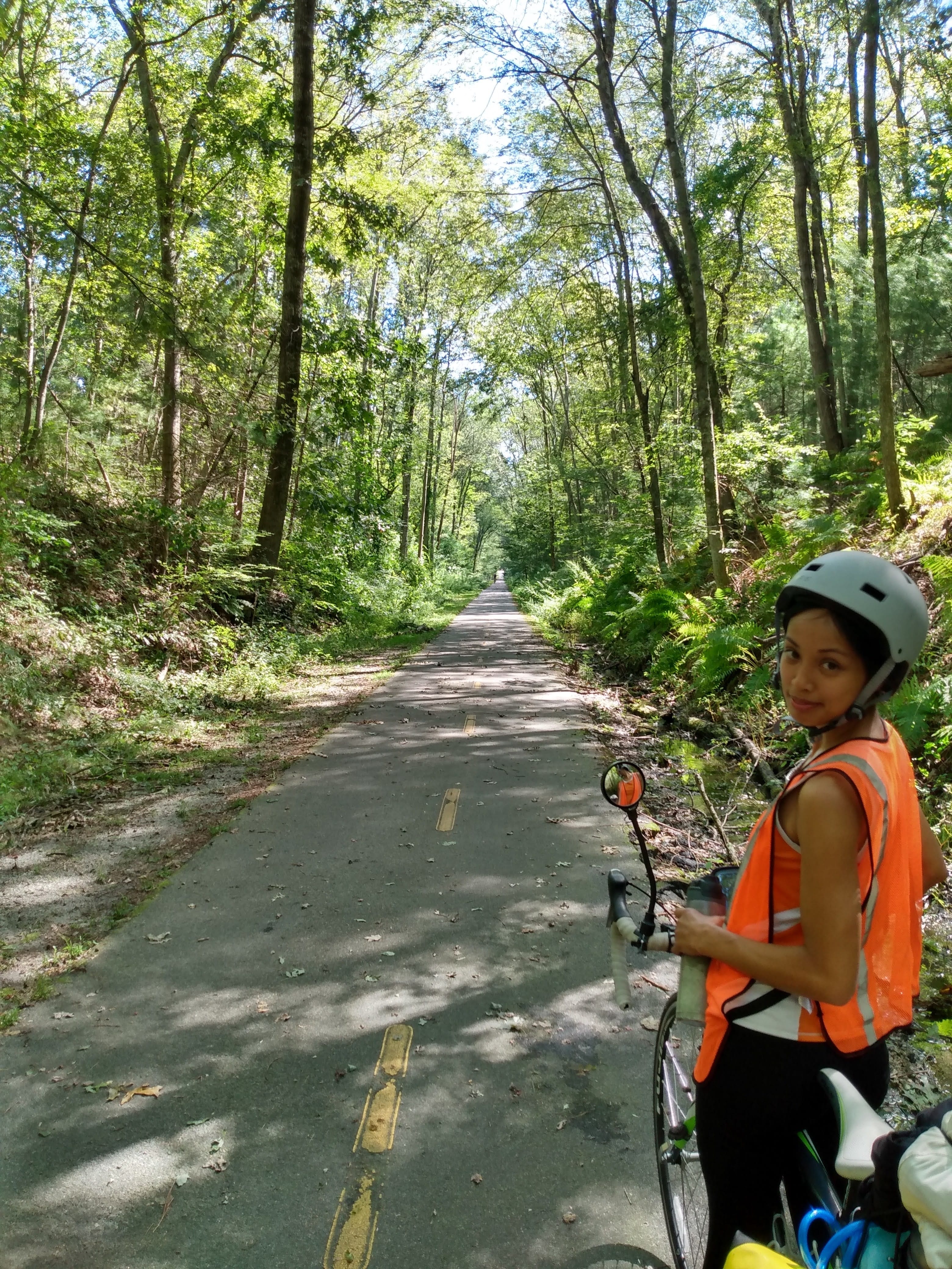 Stopping for a snack break on the Washington Secondary Rail Trail