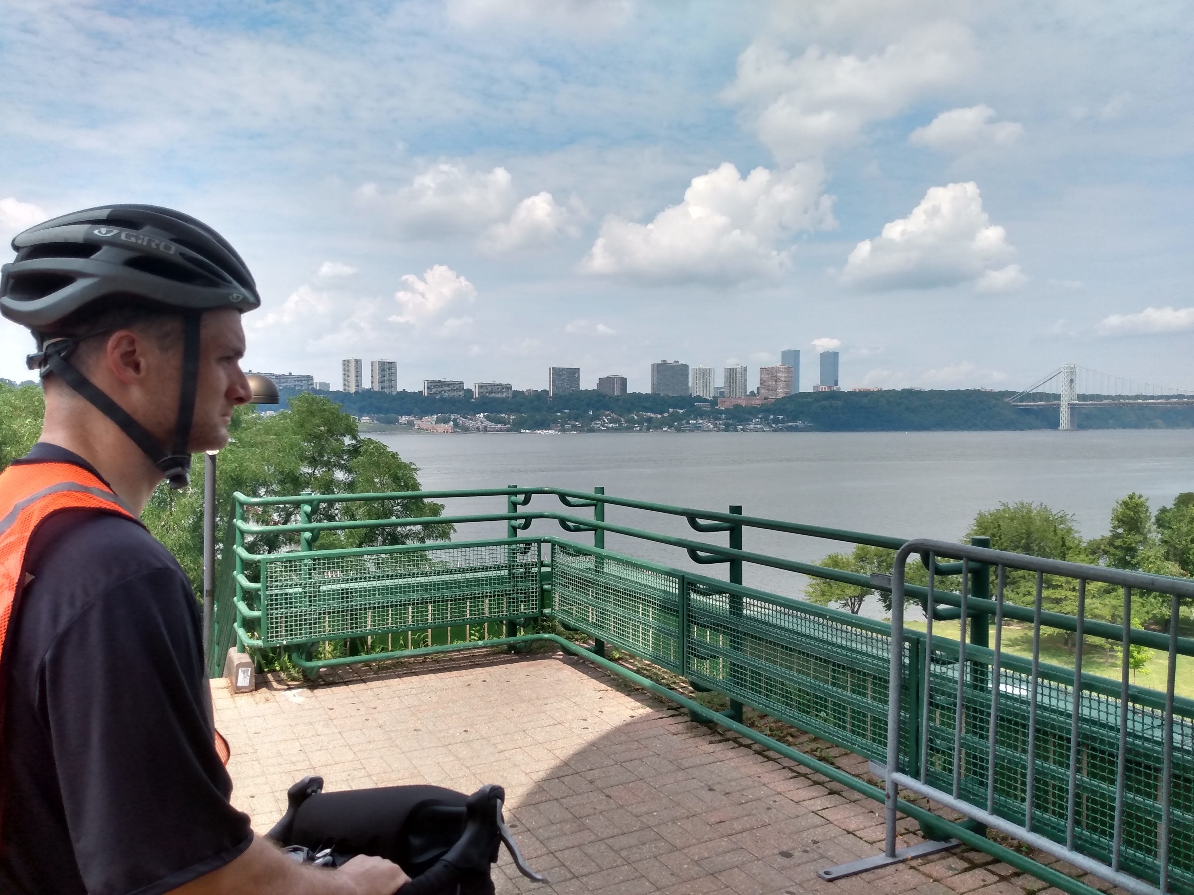 A scenic lookout spot at Riverbank State Park on the west side of Manhattan.