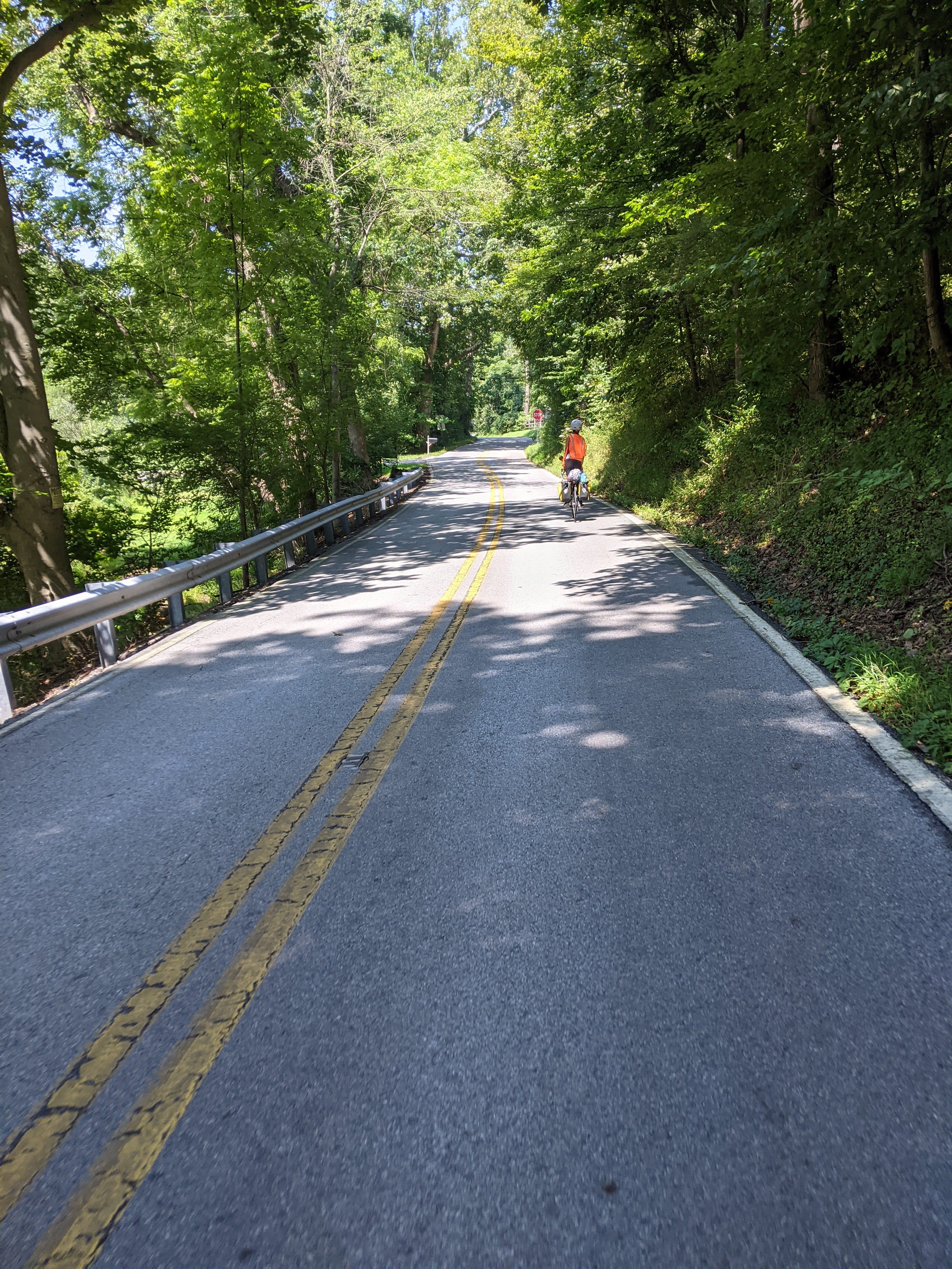 Enjoying some nice shade while biking along Valley Creek Road, still on Bicycle Route L.