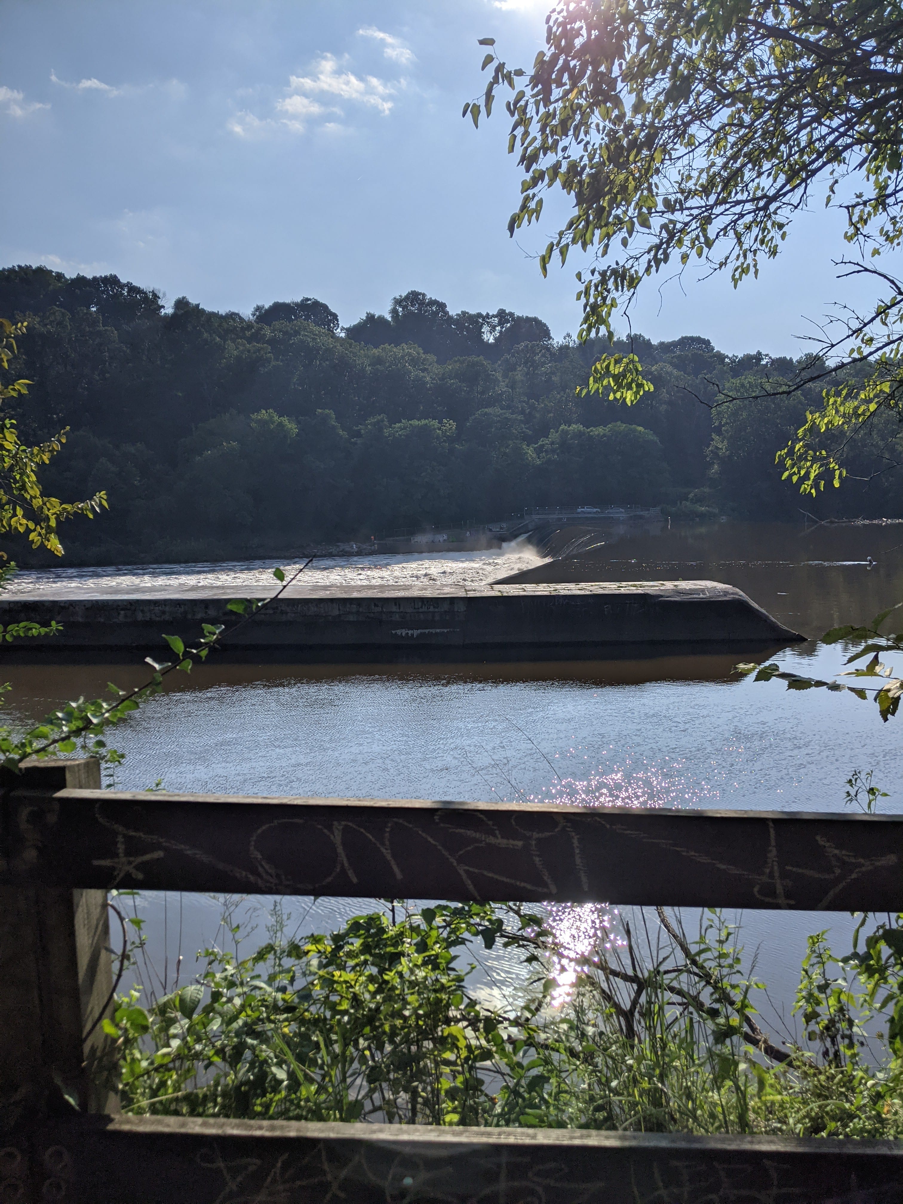 A view of Flat Rock Dam from the Schuylkill River Trail