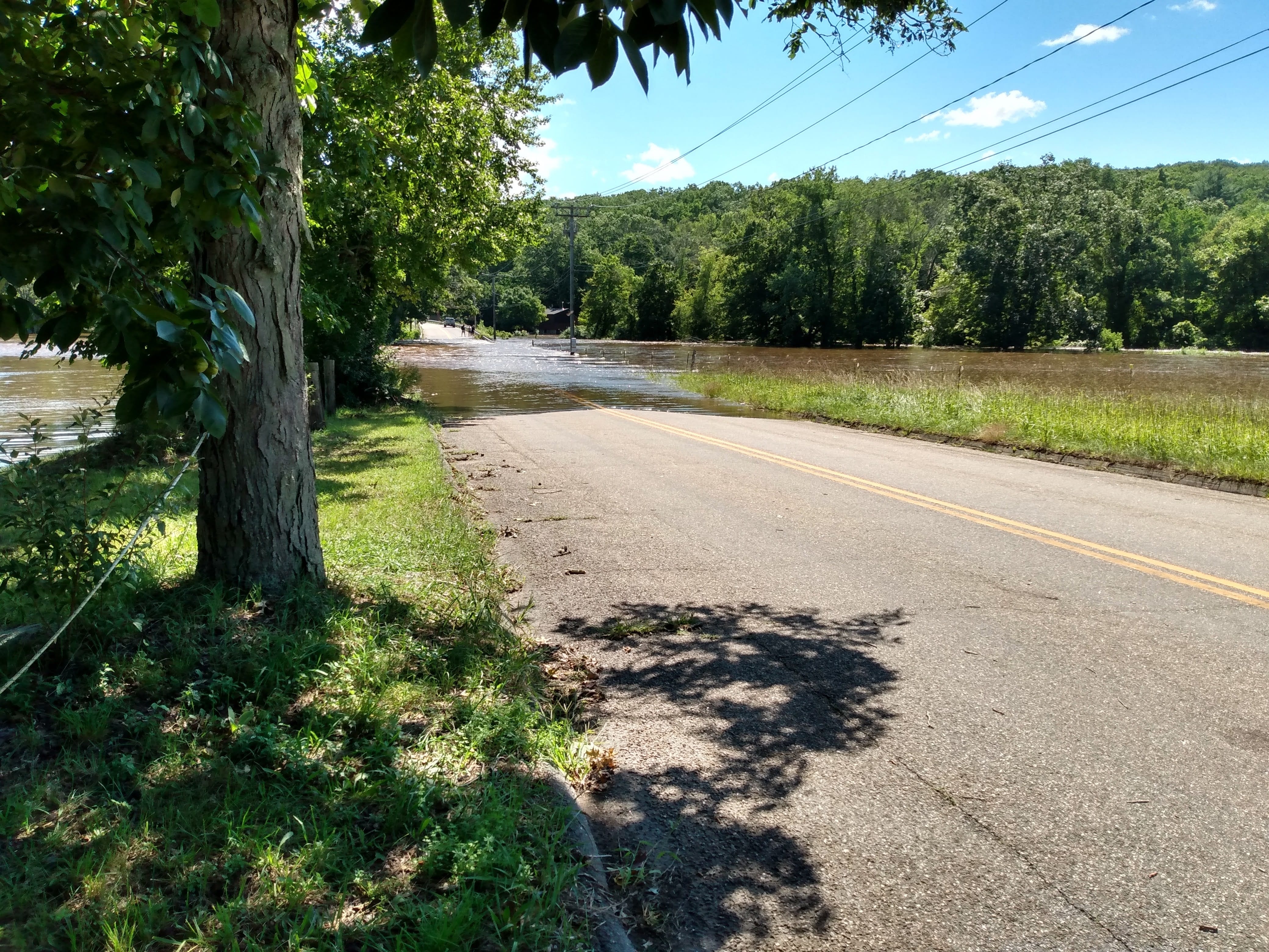 Finally turning off the bike path, several flooded roads blocked our path and forced us to reroute along higher ground.