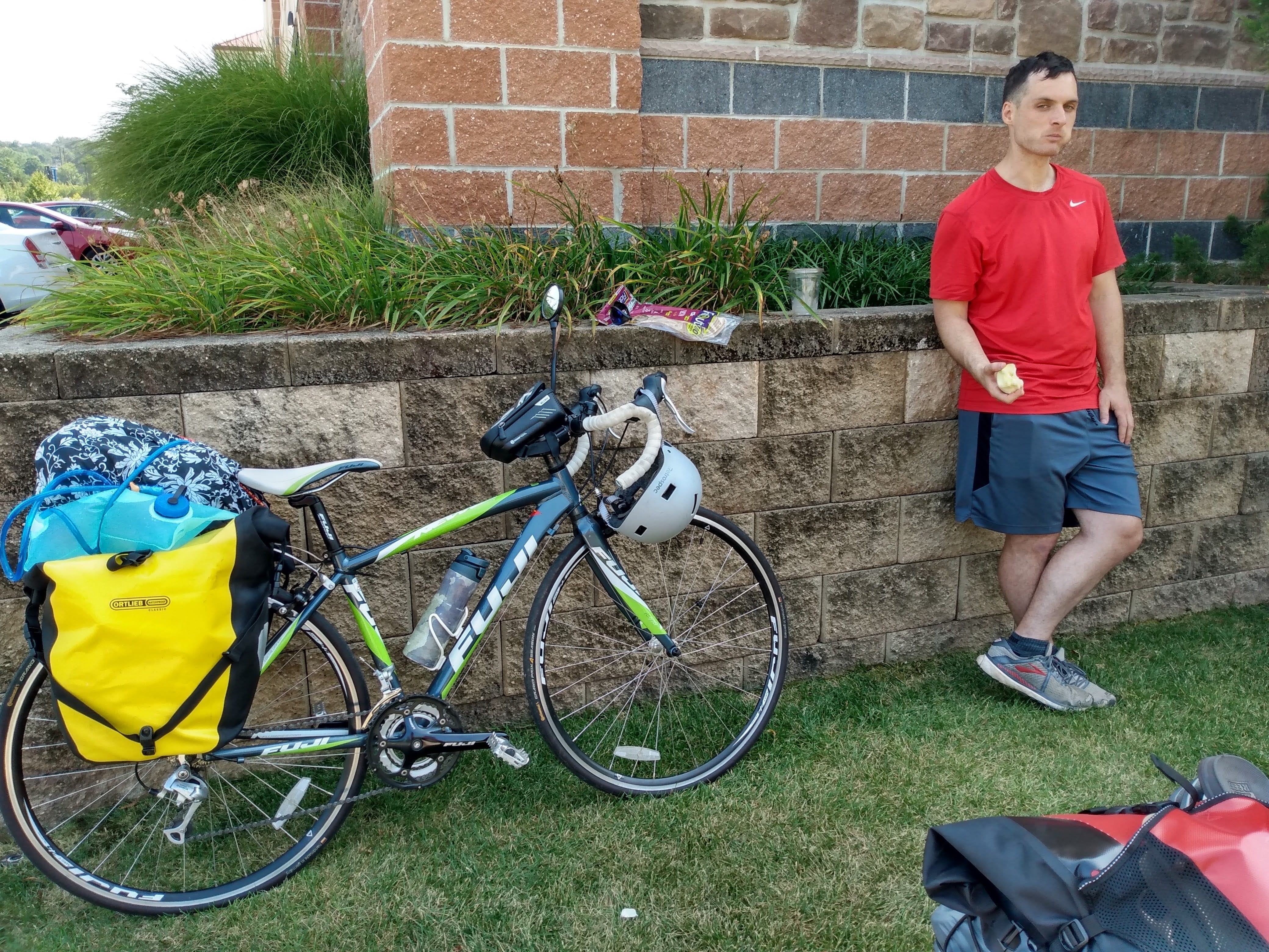 Enjoying a snack break just outside a Wegmans