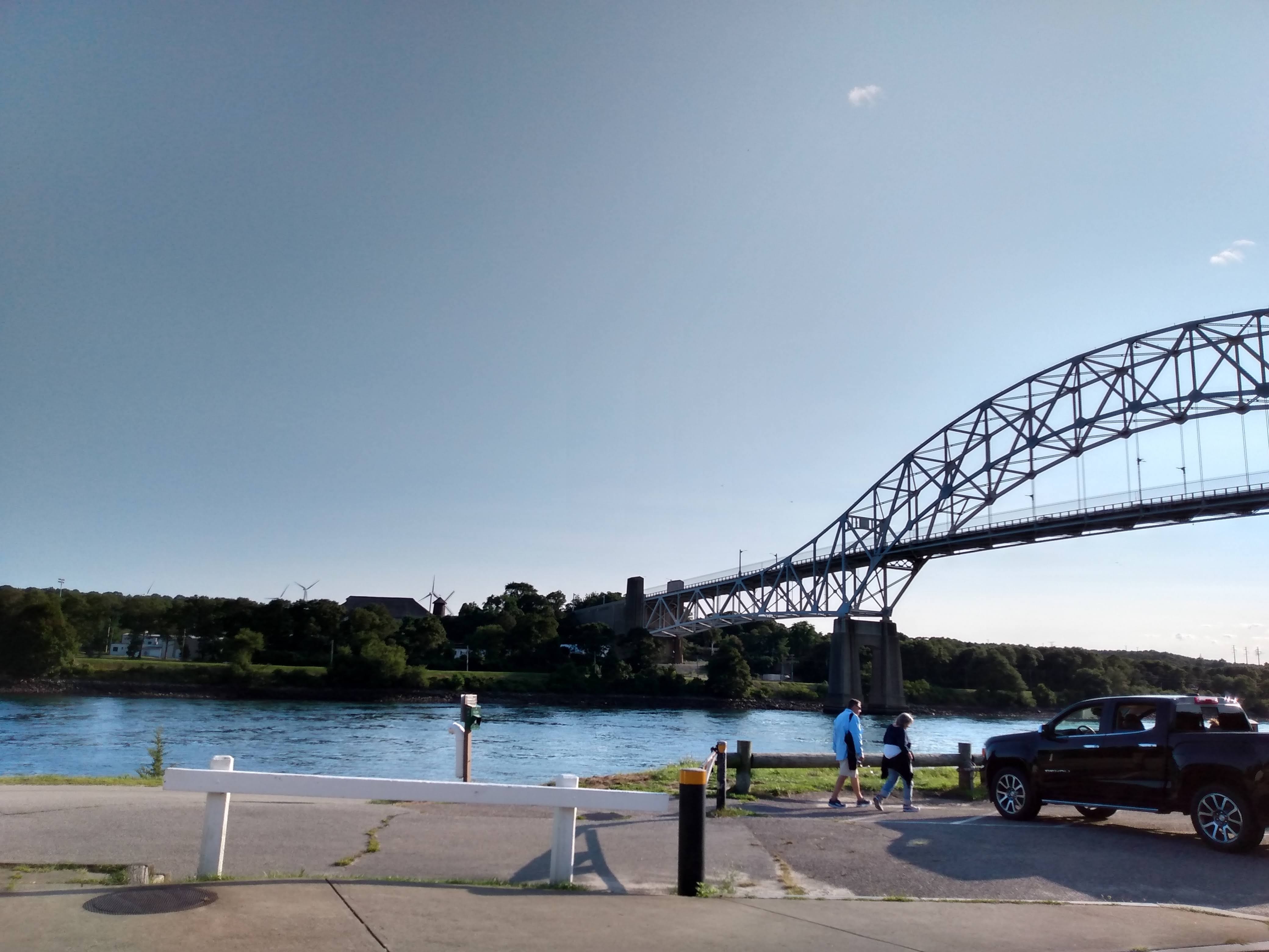 Stopping under the Sagamore Bridge just before using it to cross the Cape Cod Canal