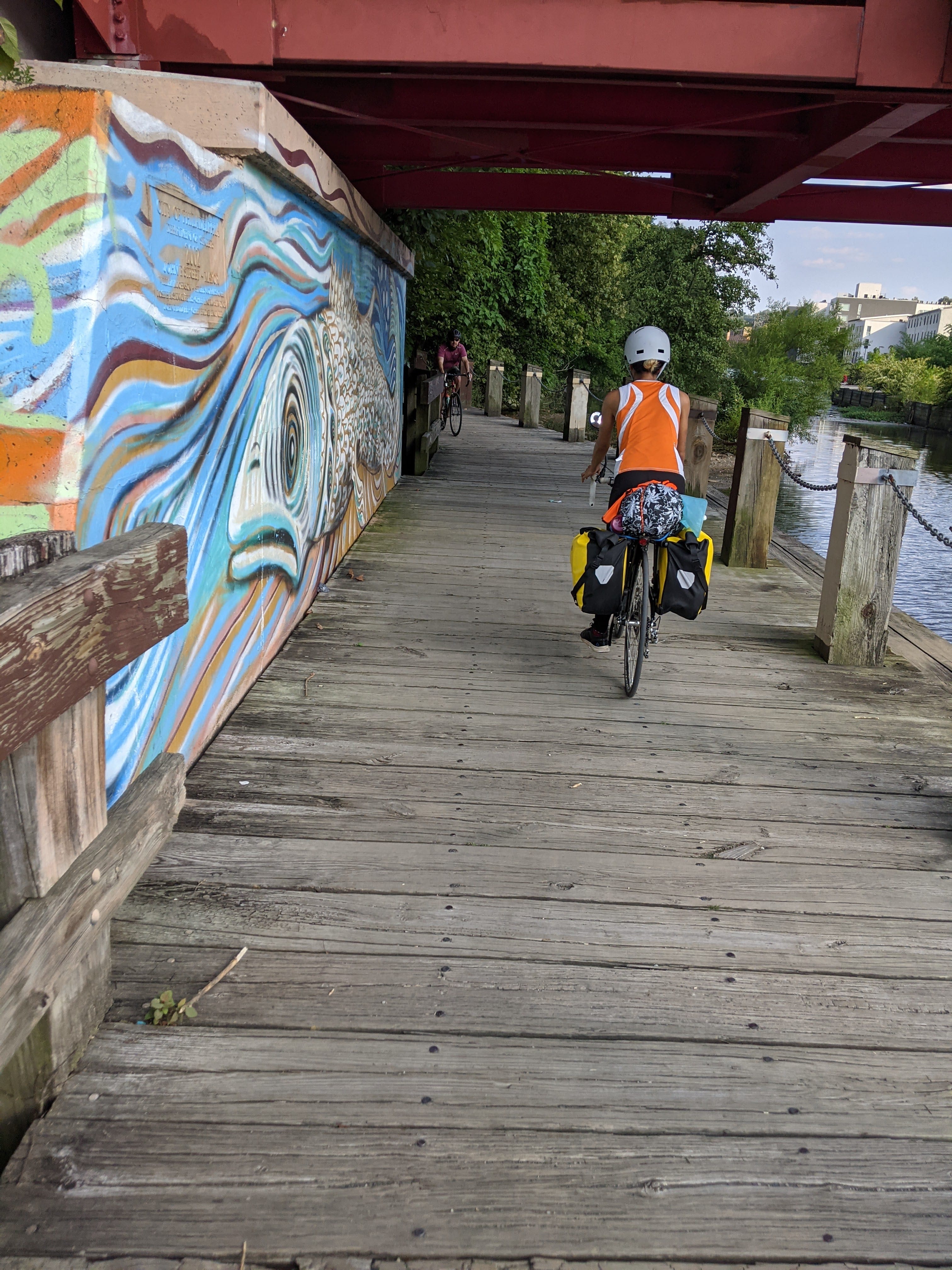 There was some colorful artwork on multiple features along this portion of the trail in Manayunk